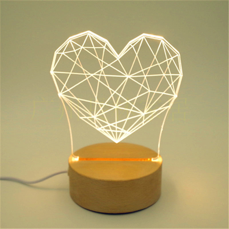 3D solid wood table lamp