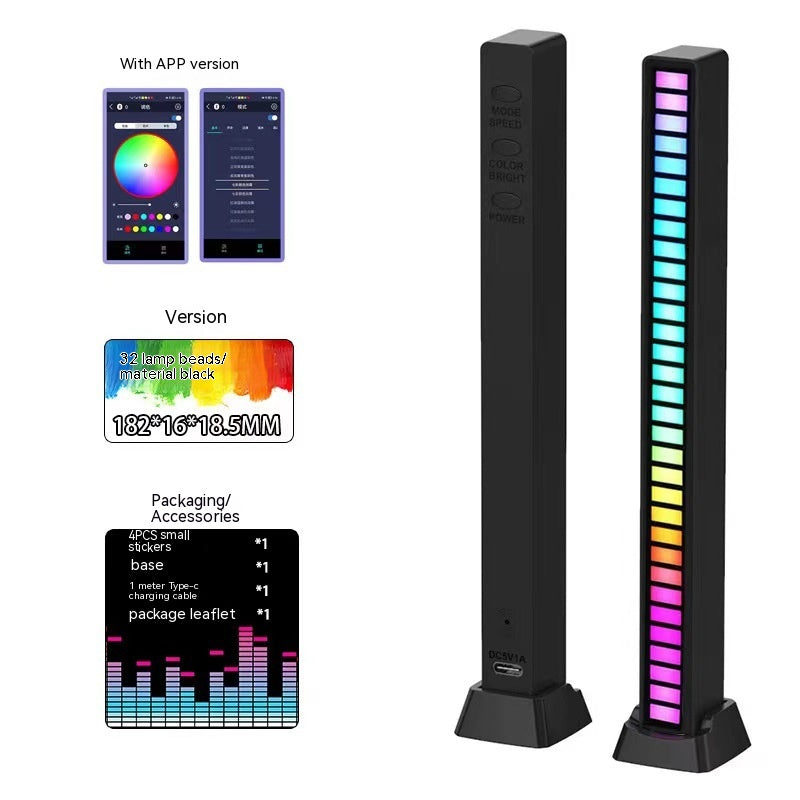 3D Double-sided Pickup Light RGB Voice Control Music Rhythm Lamp