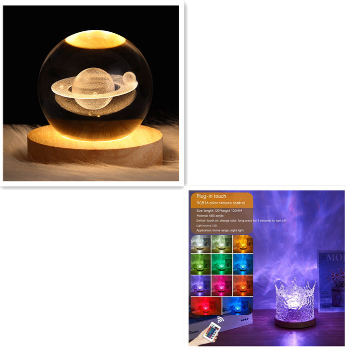 LED Water Ripple Ambient Night Light USB Rotating Projection