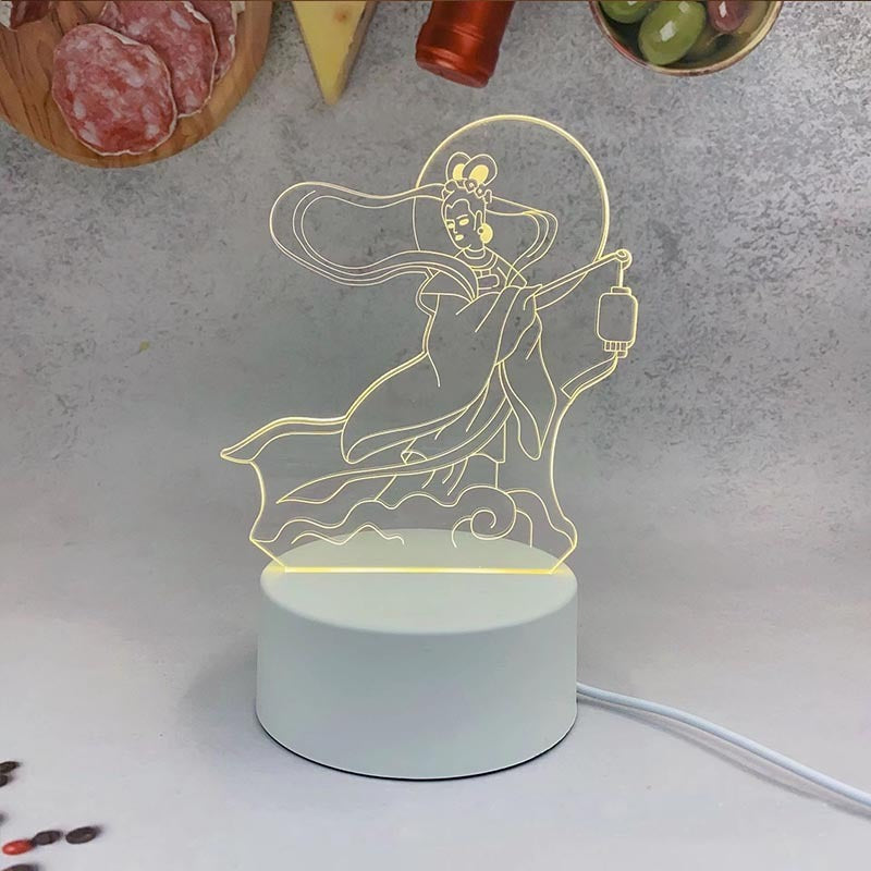 Mid-Autumn Small Night Lamp Bedside Table Decoration 3D Acrylic Table Lamp