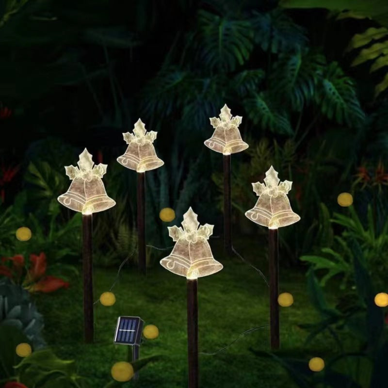 Led Solar Ground Lamp Courtyard Five-pointed Snowflake Decorative Light