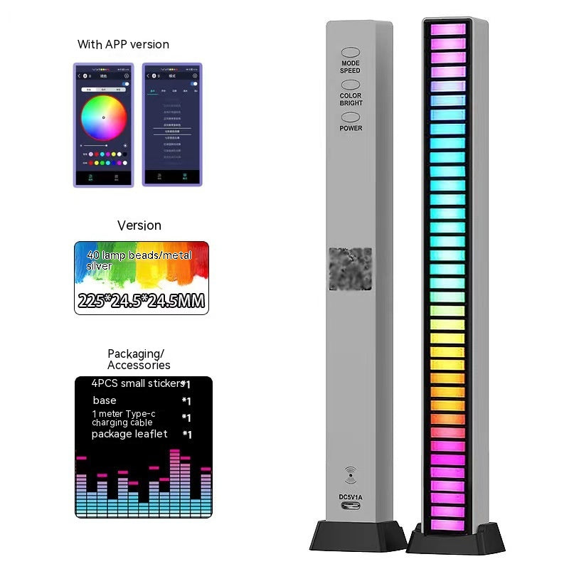 3D Double-sided Pickup Light RGB Voice Control Music Rhythm Lamp