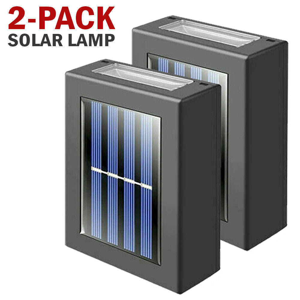 2 Pack New Solar Deck Lights Outdoor Waterproof LED Steps Lamps For Stairs Fence