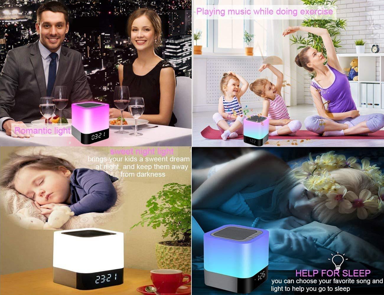 Alarm Clock Bluetooth Speaker Touch Screen LED Light