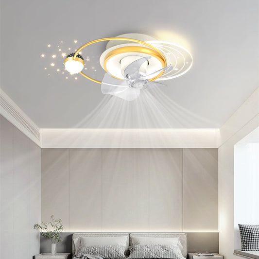 Modern Simple Bedroom Living Room Projection Fan Overhead Light