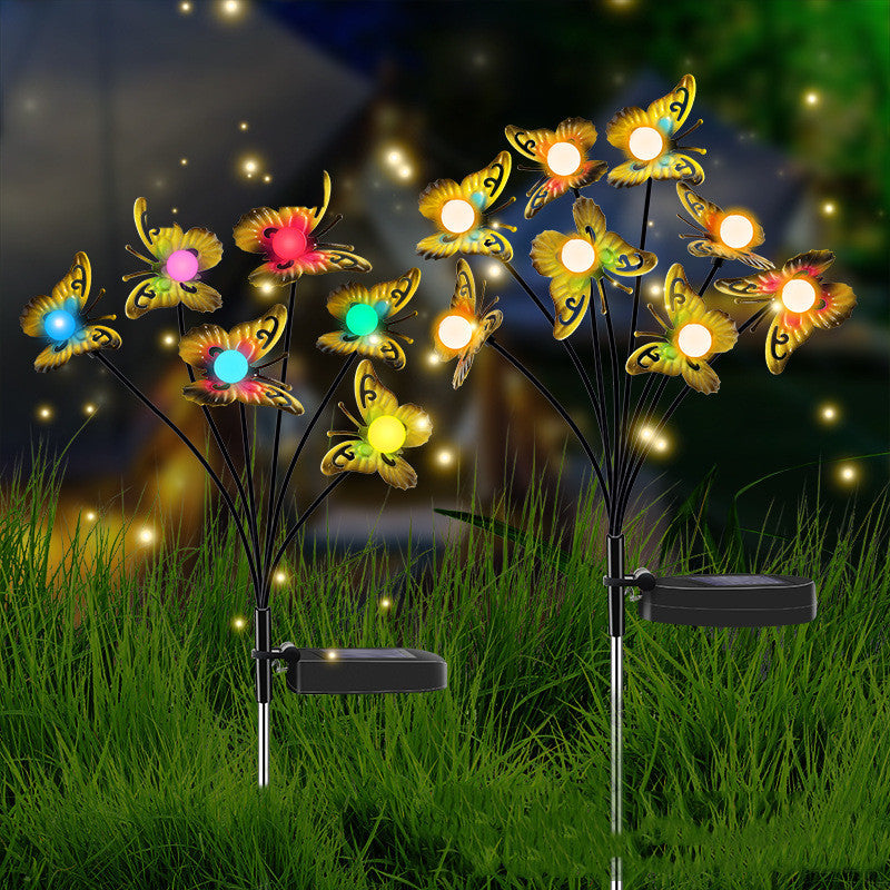 Solar Light LED Wrought Iron Butterfly Firefly Outdoor