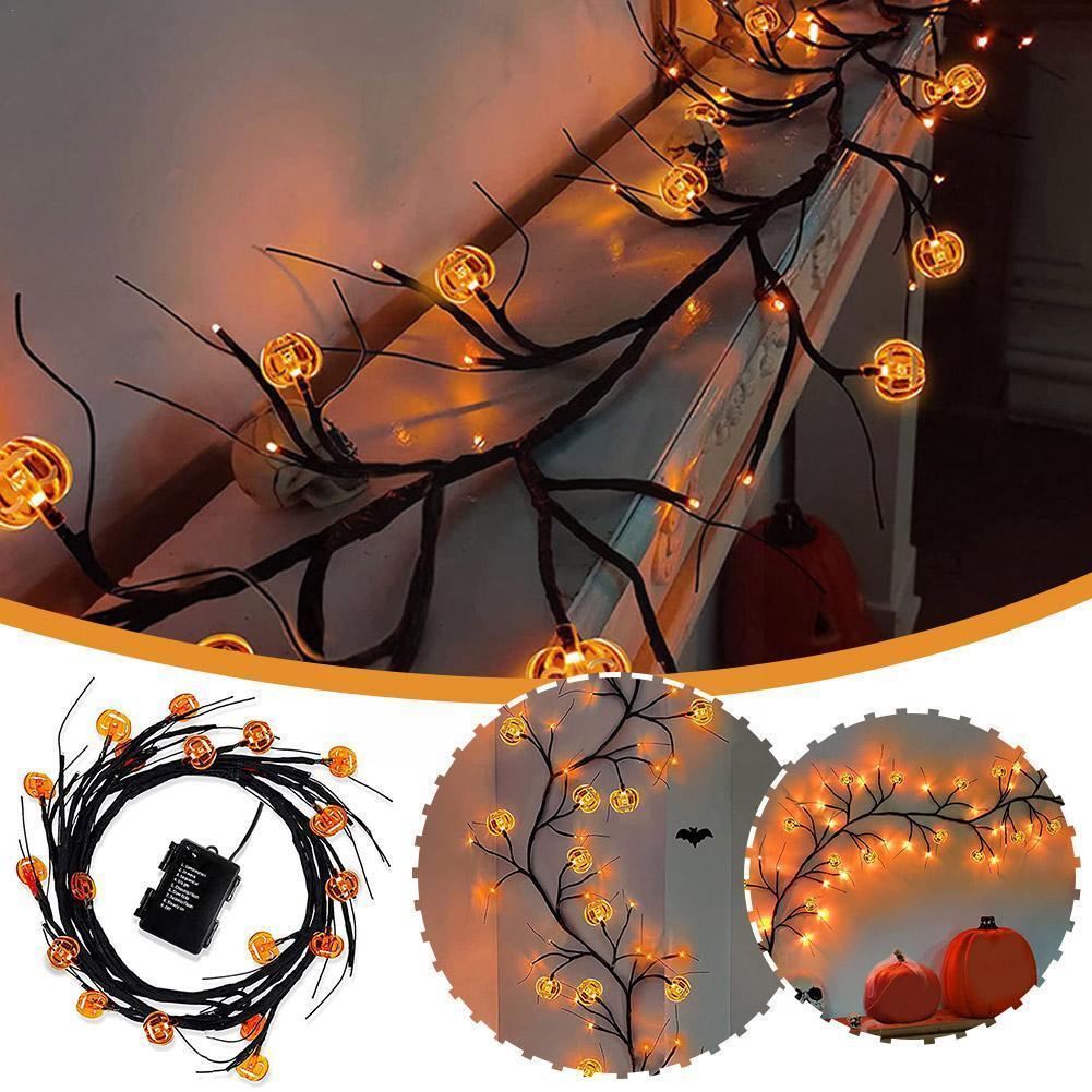 Halloween LED Willow Vine String Light Cool Cartoon Bat Pumpkin