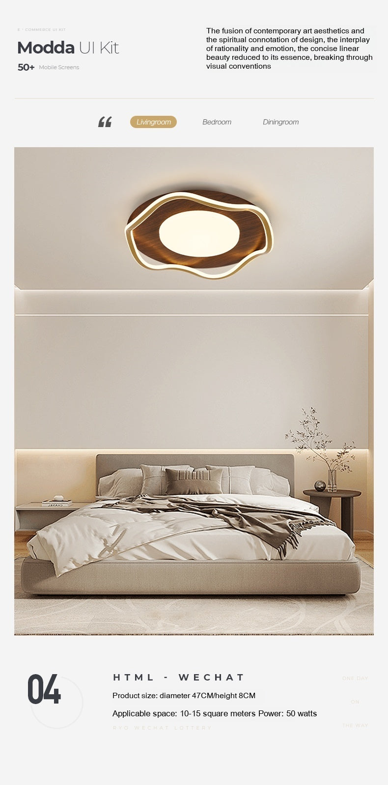 Log Bedroom Ceiling Lamp Modern Minimalist