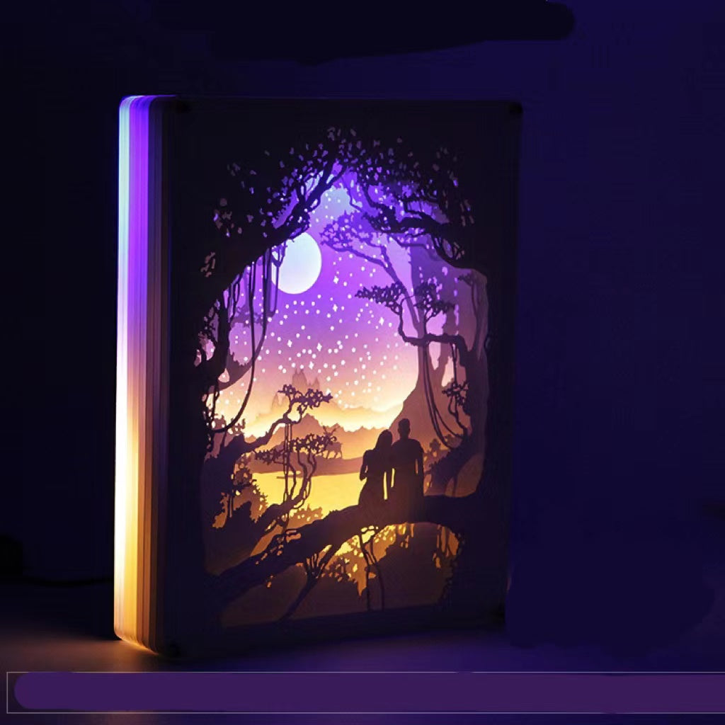 Light And Shadow Paper-cut Lamp Table Lamp Moonlight Lovers Bedside Lamp