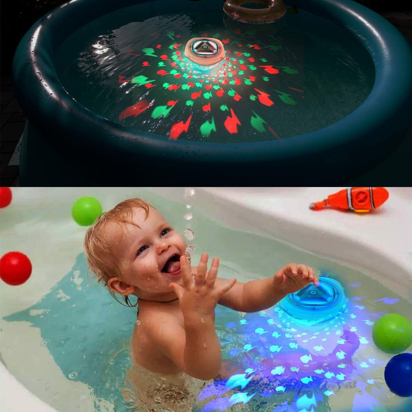 New Little Fish Projection Light LED Waterproof Bathtub Diving Pool Baby Bath