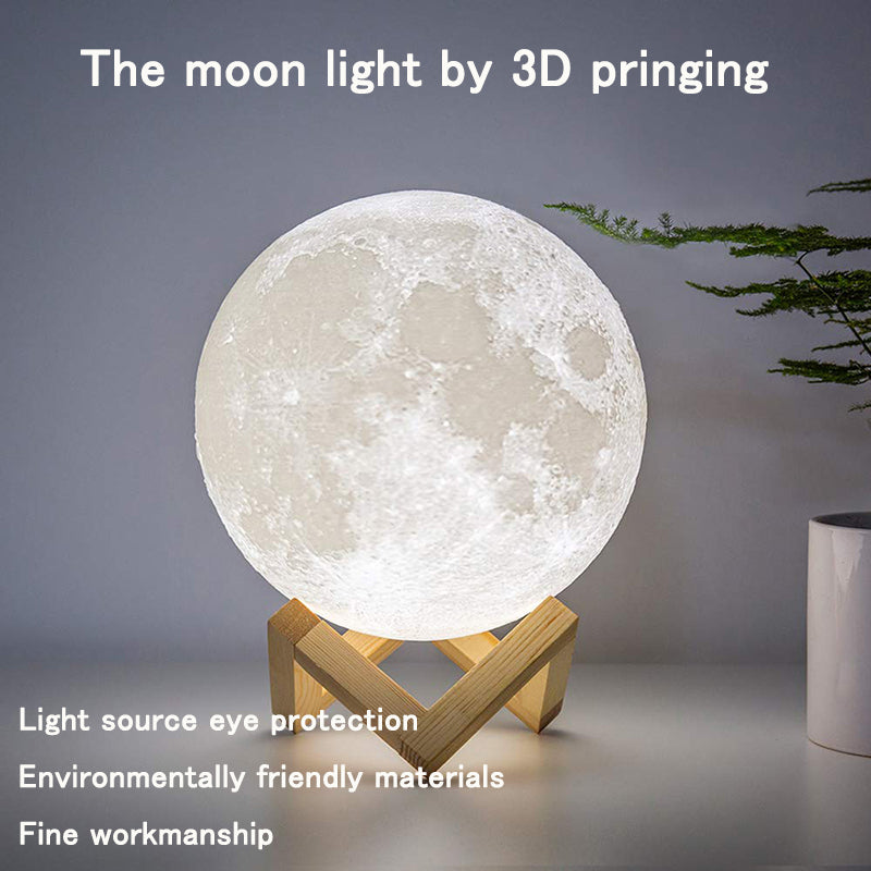 LED Night Lights Moon Lamp 3D Print Moonlight Timeable Dimmable Light