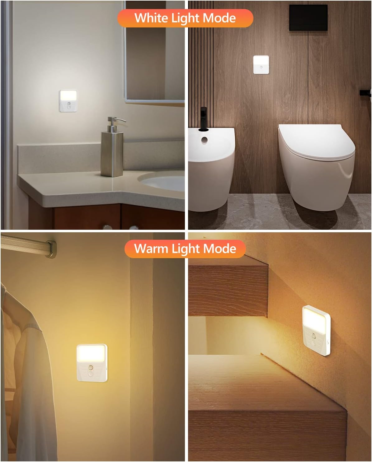 LED Night Lights, 3 Color Temperatures Motion Sensor Night Light