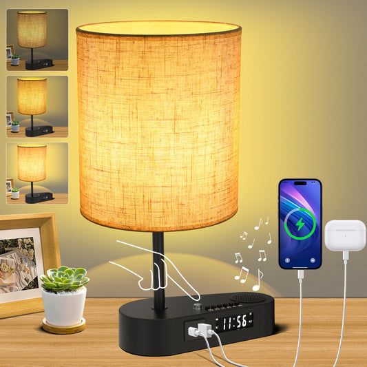 Multifunctional Bluetooth Playing Alarm Clock Fabric Table Lamp