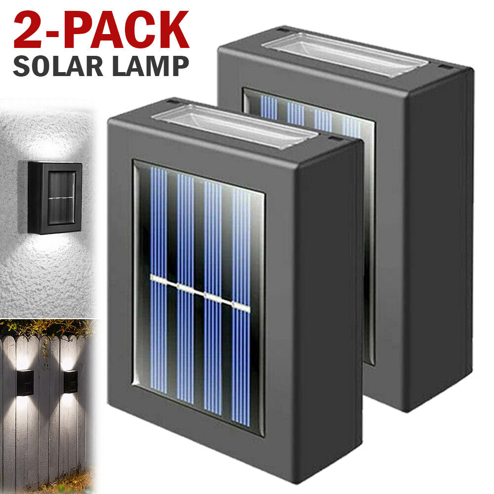 2 Pack New Solar Deck Lights Outdoor Waterproof LED Steps Lamps For Stairs Fence