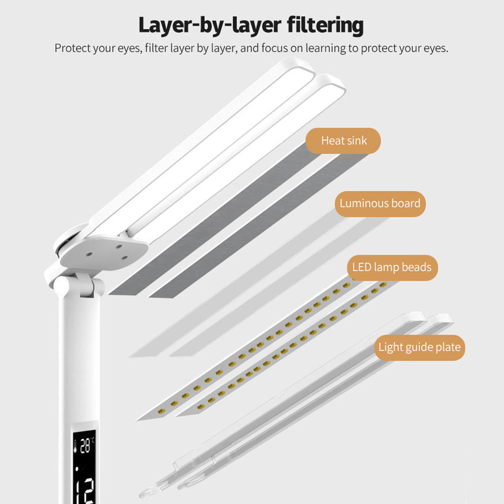 LED Desk Lamp, Multifunction Table Lamp With Calendar