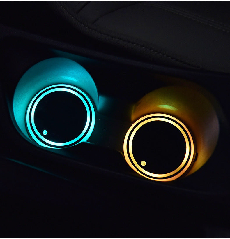 Colorful Cup Holder LED Light-up Coaster Solar & USB Charging Non-slip