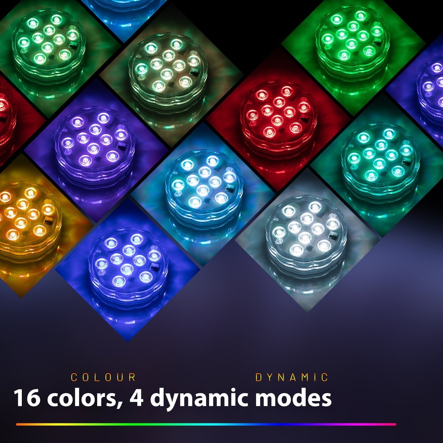 Led Rechargeable Diving Lamp RGB10 Beads Colorful Lamp