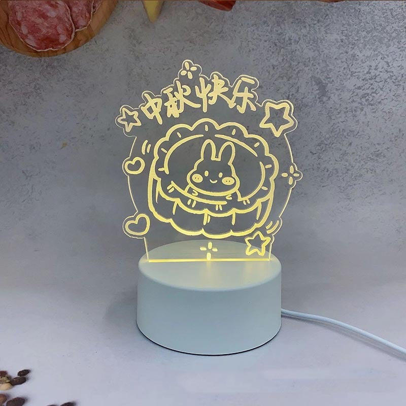 Mid-Autumn Small Night Lamp Bedside Table Decoration 3D Acrylic Table Lamp