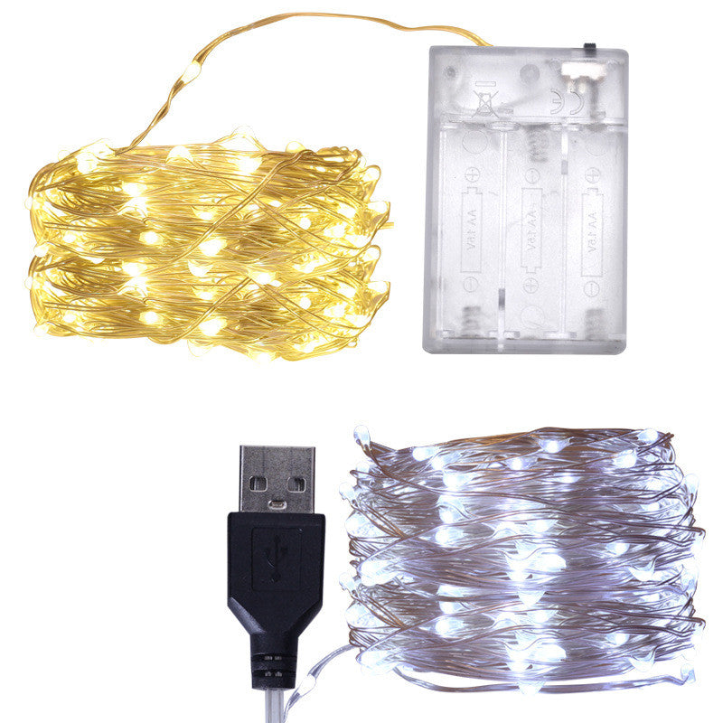 LED Color Atmosphere Decorative Button Battery Box Copper Wire Lamp String