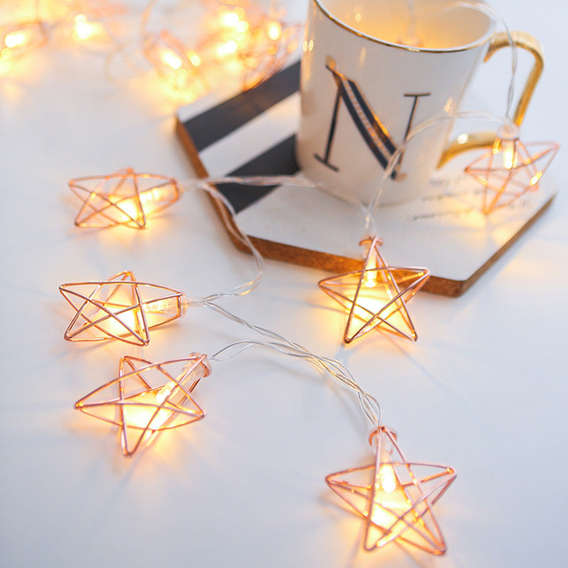 LED Rose Gold Five Pointed Star Lamp String