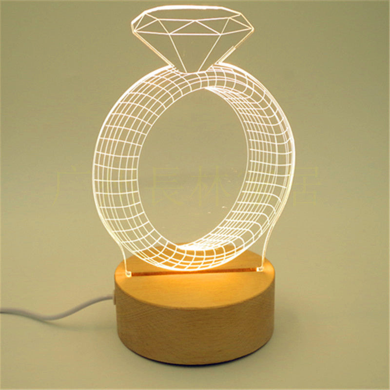 3D solid wood table lamp