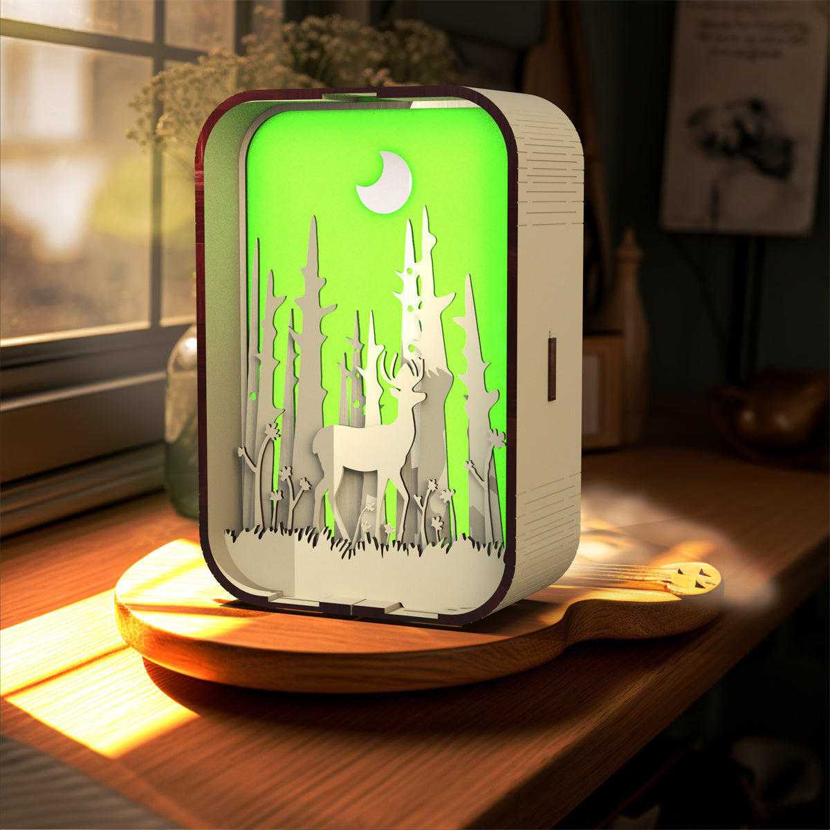 Woodcarving Light Creative Gift Minimalist Bedside Night Light