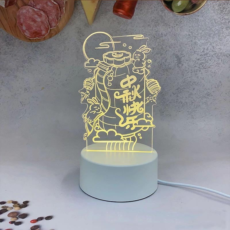 Mid-Autumn Small Night Lamp Bedside Table Decoration 3D Acrylic Table Lamp