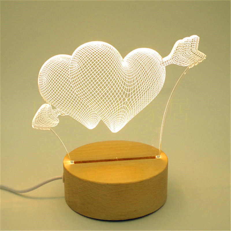 3D solid wood table lamp