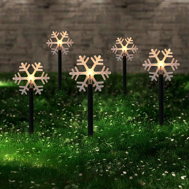 Led Solar Ground Lamp Courtyard Five-pointed Snowflake Decorative Light