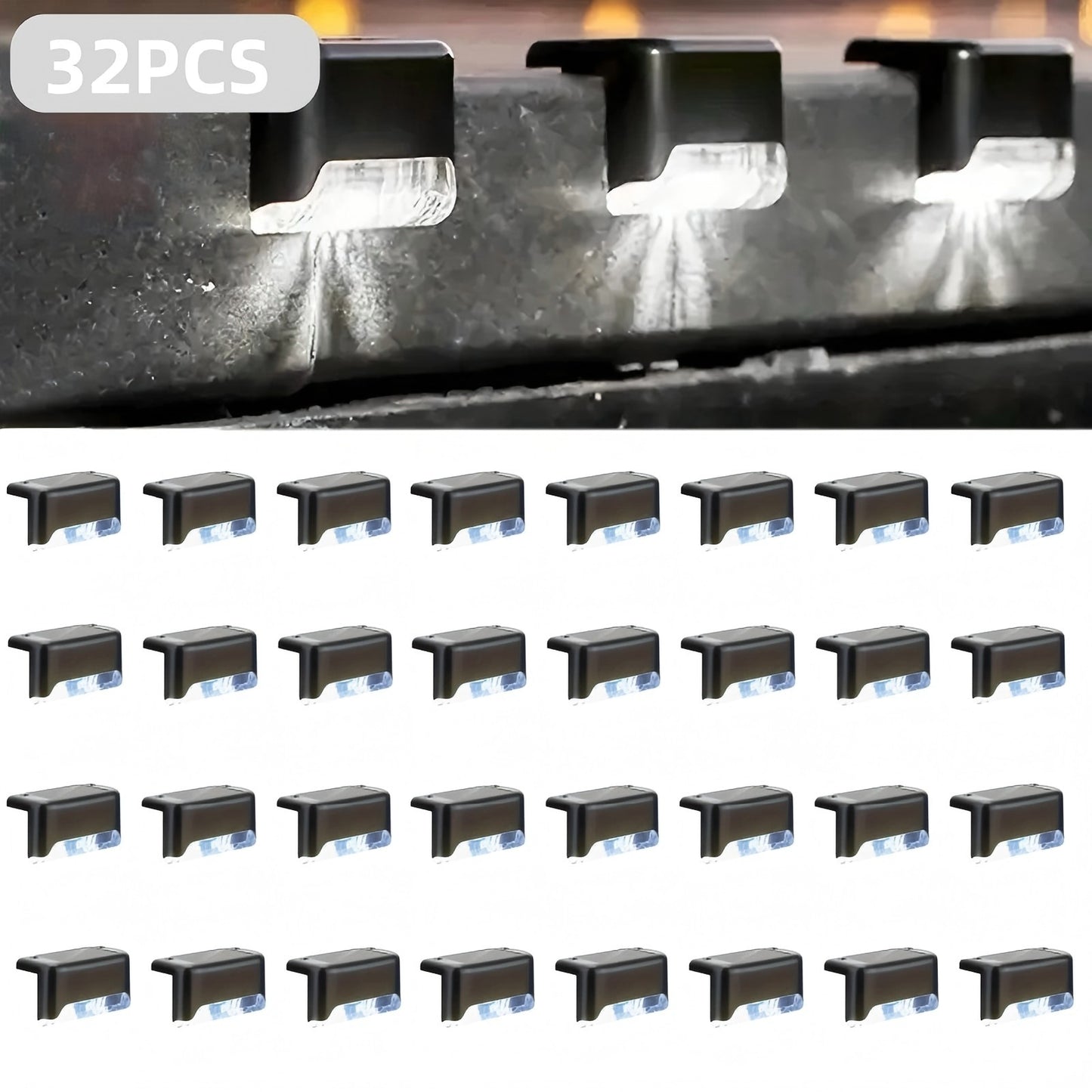 32&16 PCS Solar Deck Lights Outdoor Solar Step Lights