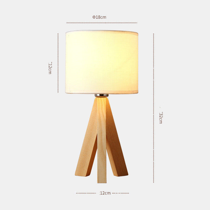 Modern Minimalist Bedside Wooden Art Led Eye Protection Table Lamp