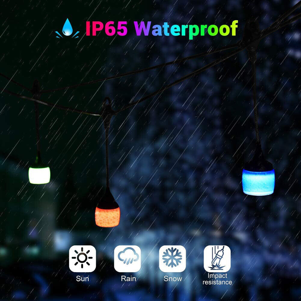 41FT LED Outdoor Fairy String Light Hanging Bulb Waterproof Garden Decor Plug In