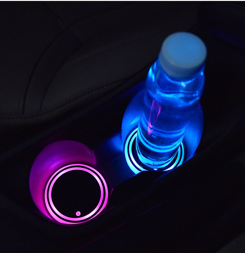 Colorful Cup Holder LED Light-up Coaster Solar & USB Charging Non-slip