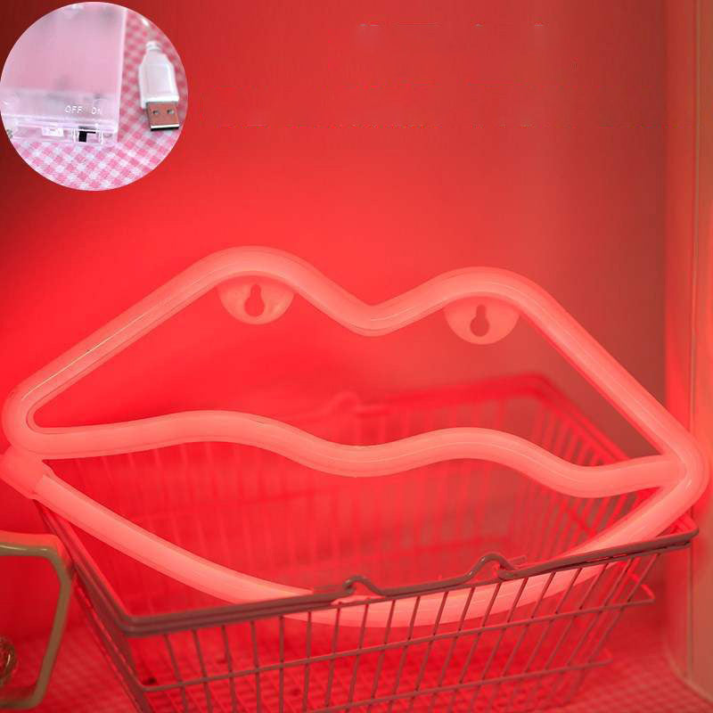 Neon Light Lantern Network Red Girl Heart Room Bedroom