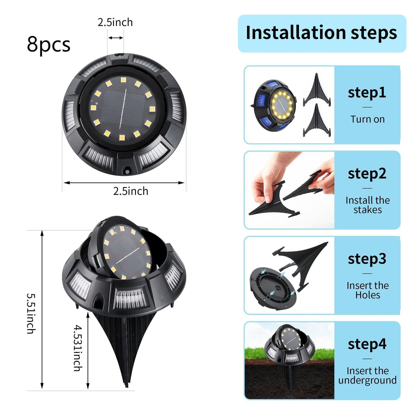 Outdoor Solar Side Luminous Deck Lawn Lamp