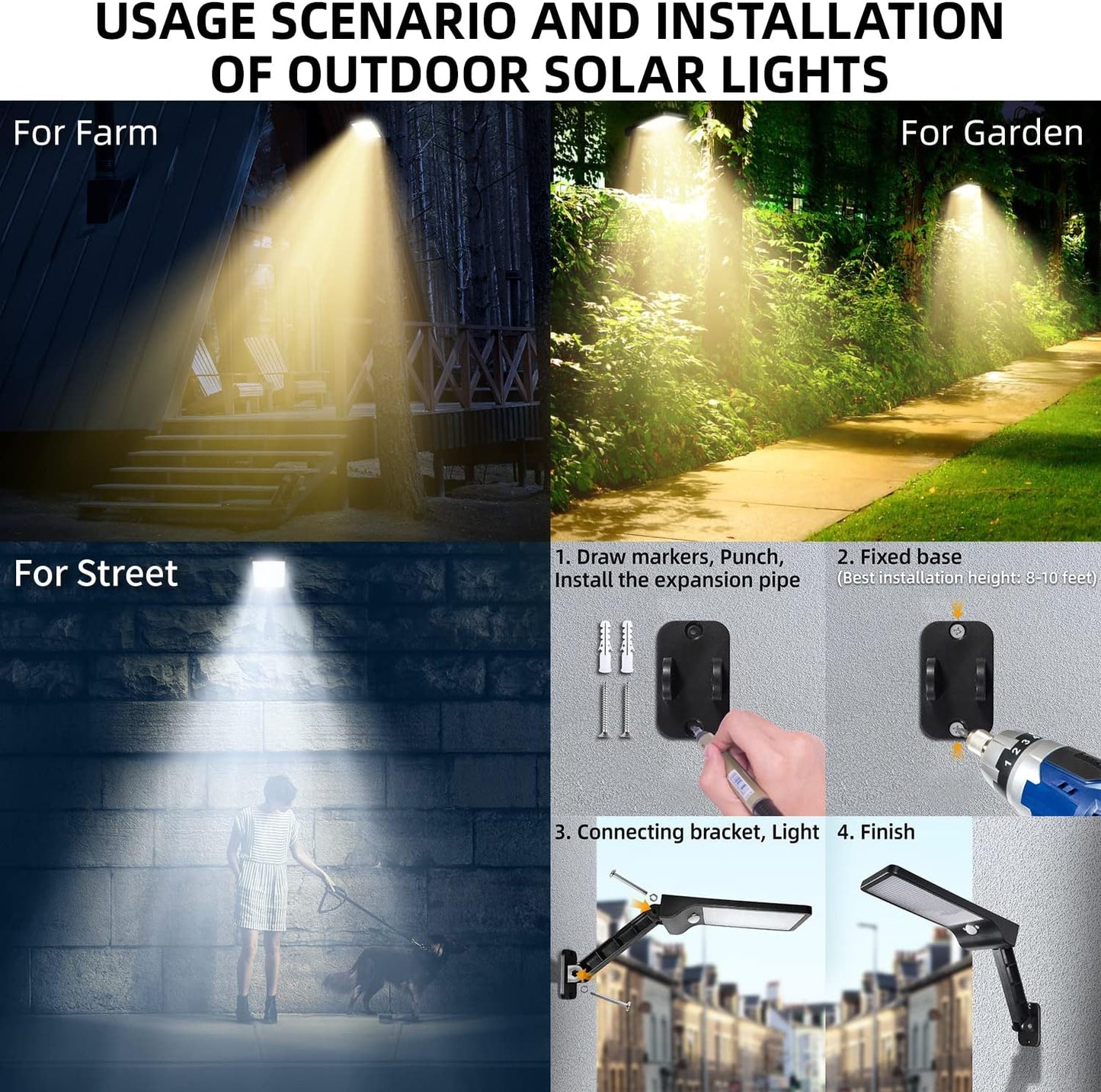 2 Pack Outdoor Solar Flood Lights Wireless 48 LED Waterproof Sensor Light