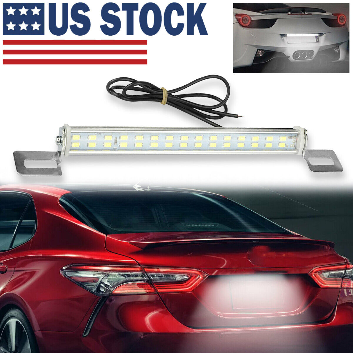 Universal License Plate LED Lamp Back Light Bar For Car SUV Truck RV 6000K White