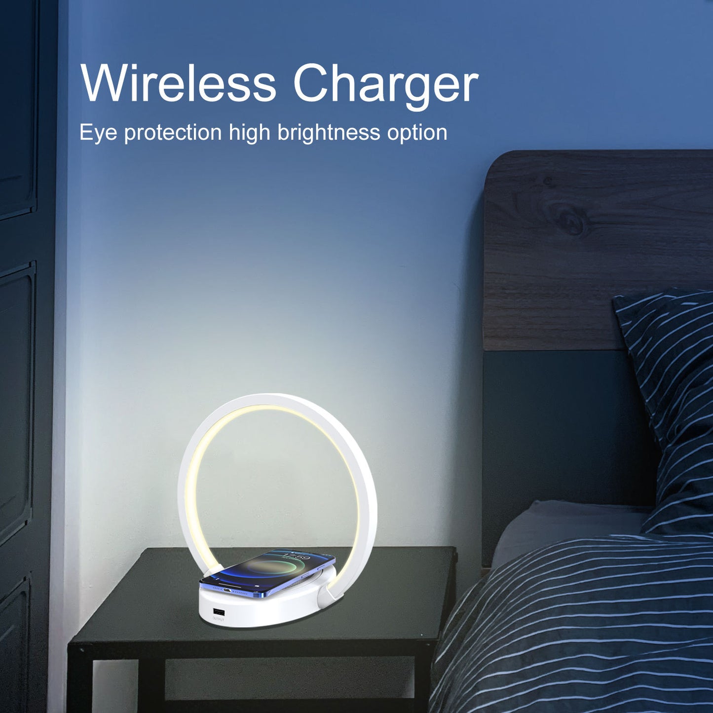 Night Lights Lamp Bluetooth Speaker Table Light With 10W Wireless Charger