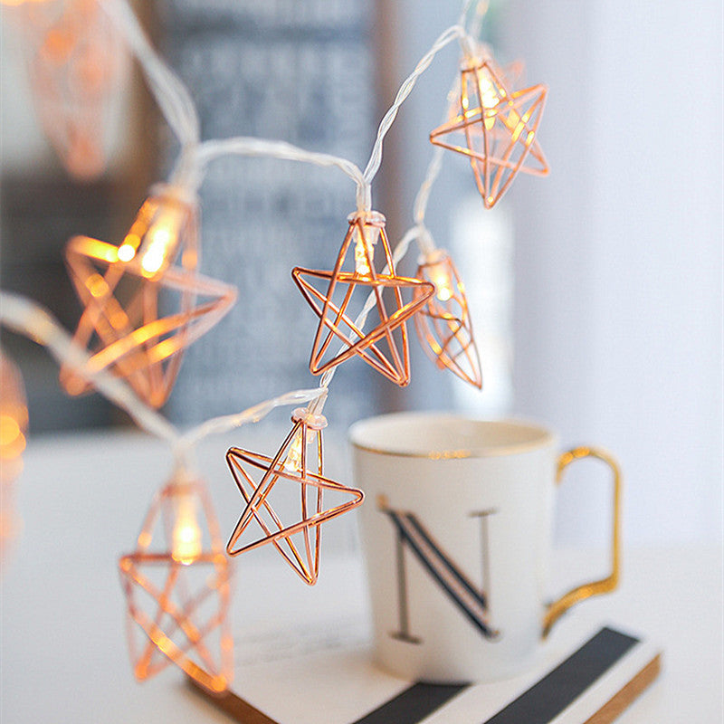 LED Rose Gold Five Pointed Star Lamp String