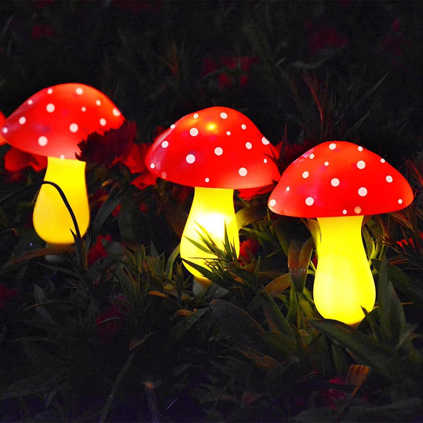 Solar-powered String Lights Plastic Mushroom Lamp String Lights