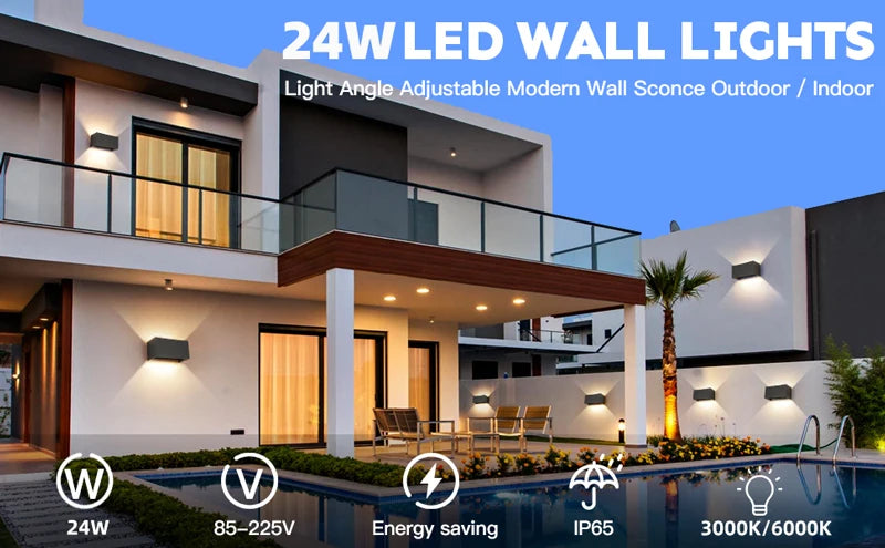 Aluminum Led Outdoor Wall Light Waterproof Porch Garden Lights