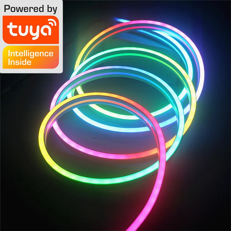 TUYA Neon LED Strip Lights 12-24V 84LEDs/M Silicone Neon Rope Light