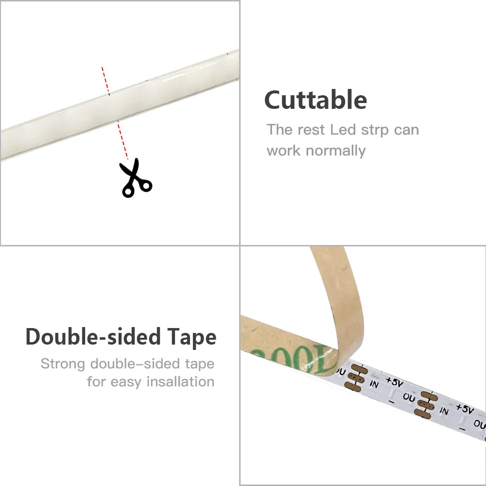 Full Color COB Smart LED Strip Light DC 5V 12V Individually