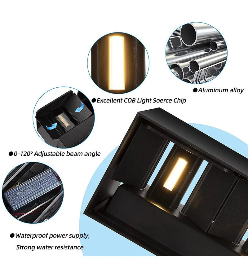 Aluminum Led Outdoor Wall Light Waterproof Porch Garden Lights