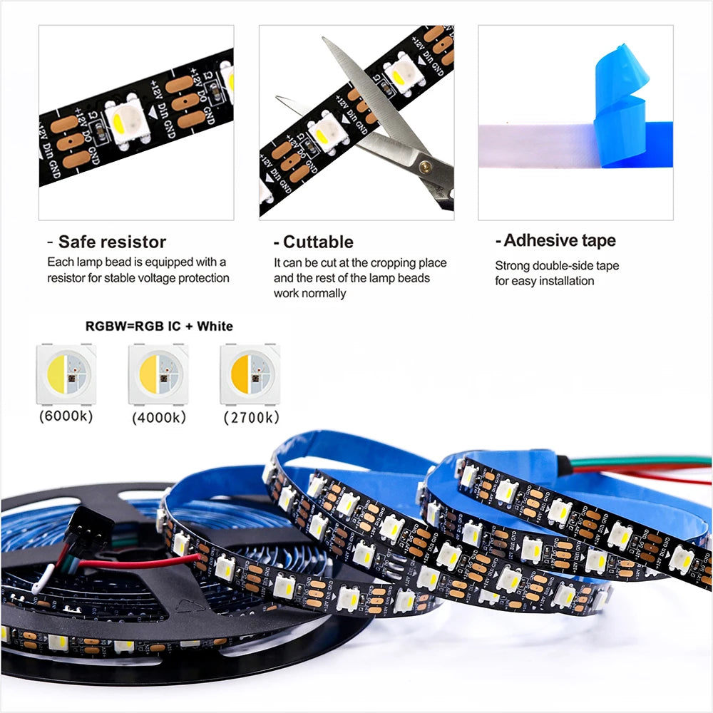 DC5V/12V SK6812 4IN1 Addressable Pixel LED Strip