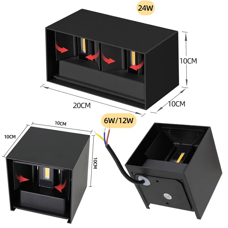 Aluminum Led Outdoor Wall Light Waterproof Porch Garden Lights