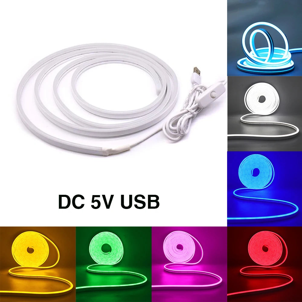 Neon Strip IP65 Waterproof DIY Home Decor Red Blue Pink White Ice Blue