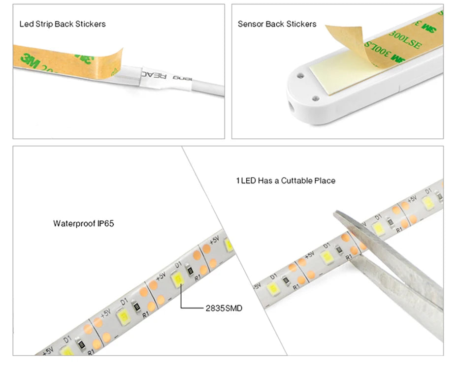 Sensor Slide Led Strip Led Light Strip PIR Motion Sensor Induction Led Strip Battery – Led ...
