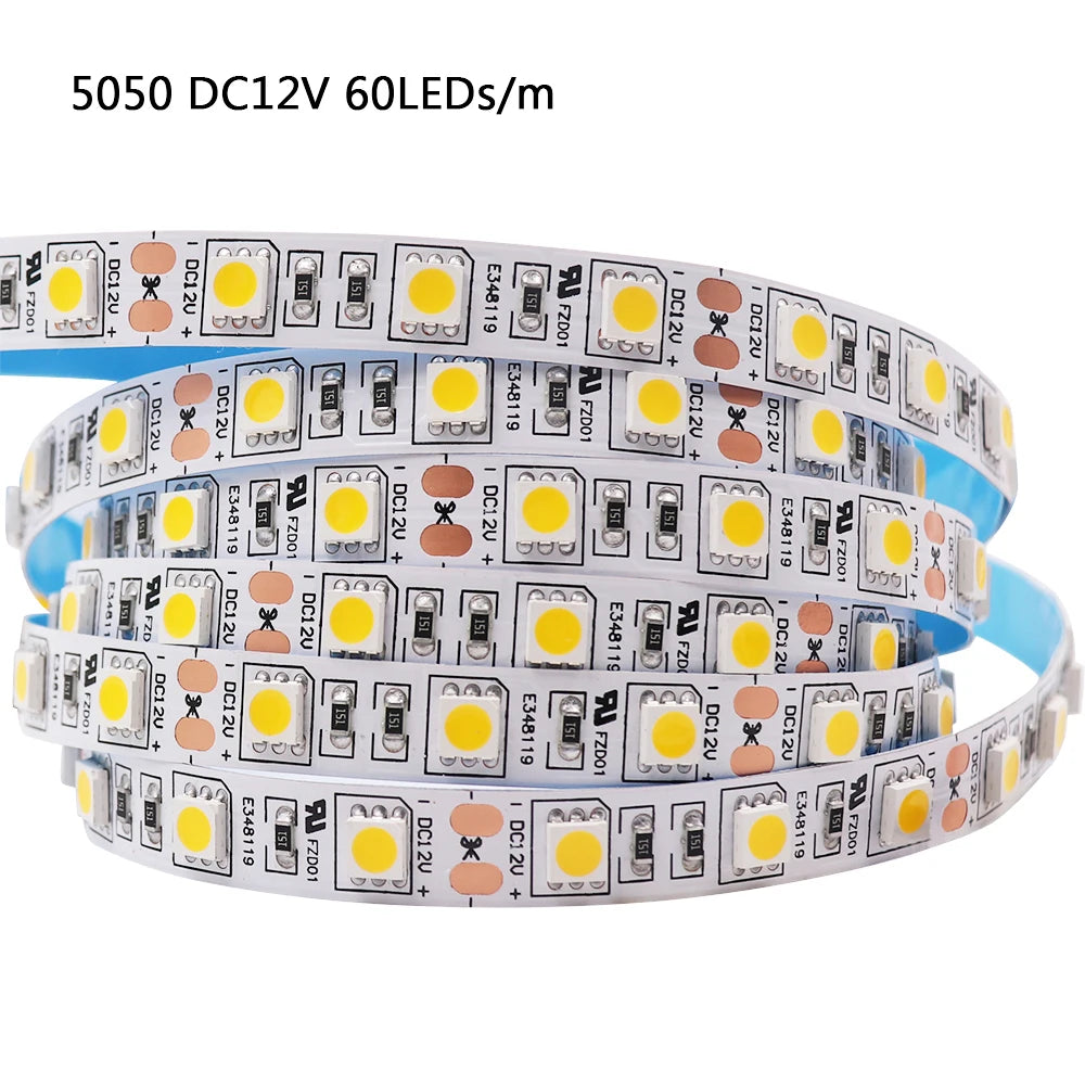 12V 5M LED Strip Light 5054 5050 2835 RGB SMD 120led 60LED Tape