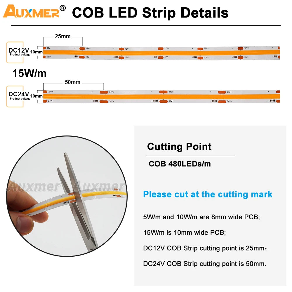 Professional COB 480LEDs/m LED Strip Light CRI90 High Density
